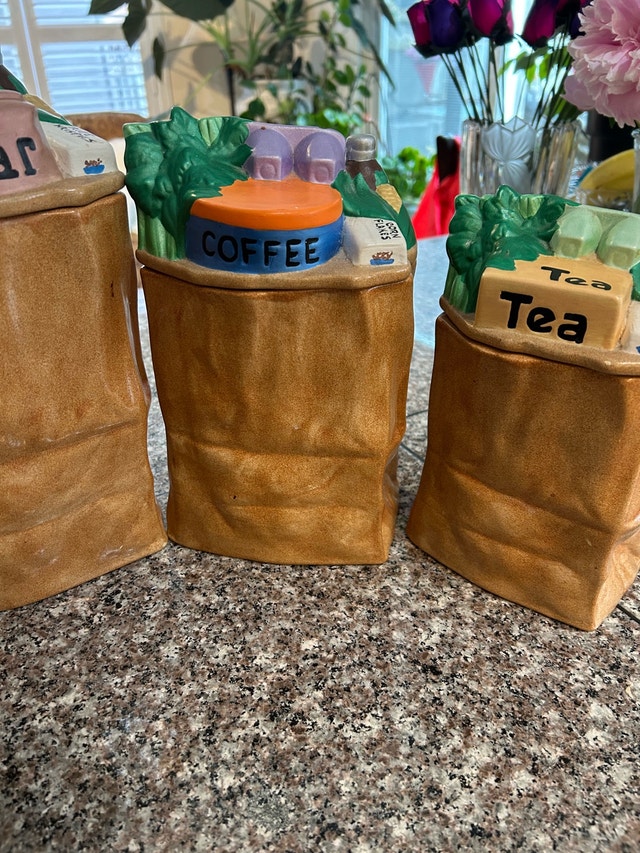 Canister Set, UNIQUE, RARE, Grocery Bag Design - photo 4