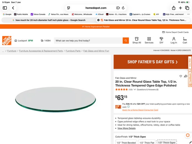 20 in. Clear Round Glass Table Top, 1/2 in Tempered - photo 2