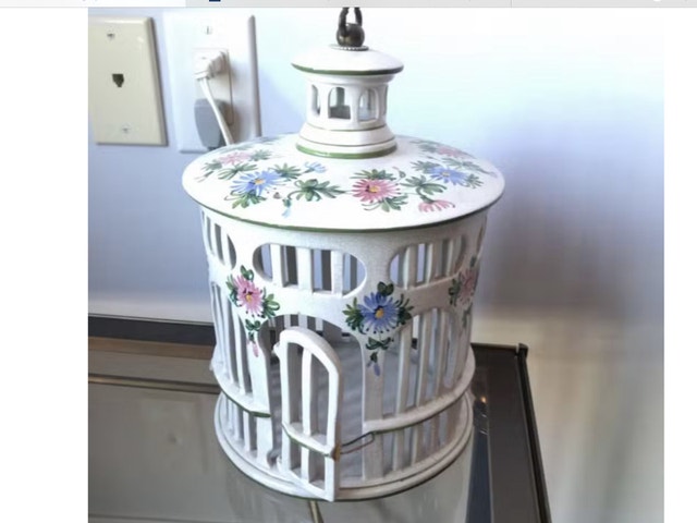 Italian hand painted porcelain bird cage (not for live birds)