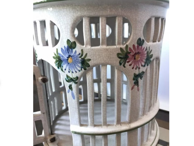 Italian hand painted porcelain bird cage (not for live birds) - photo 2