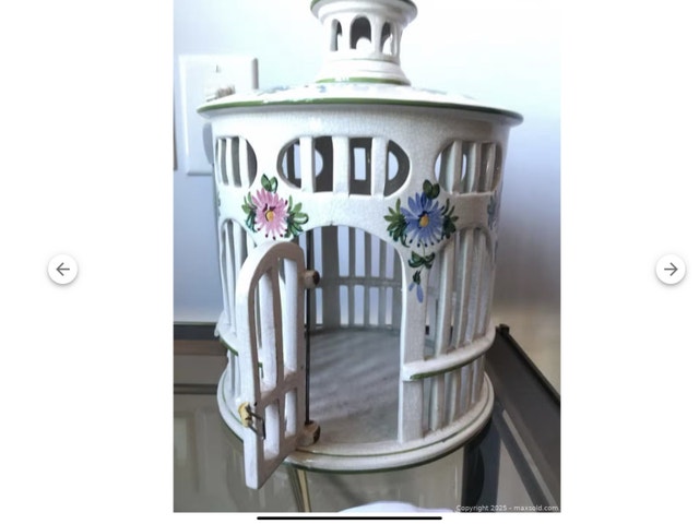 Italian hand painted porcelain bird cage (not for live birds) - photo 3
