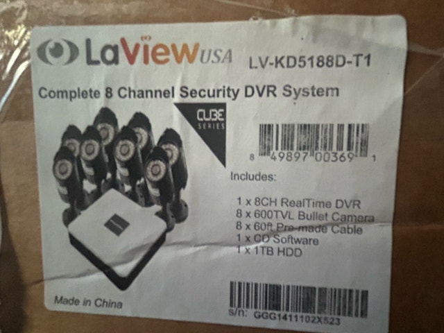 SECURITY SYSTEM, 1TB HDD DVR, 8 CAMERAS, NEW