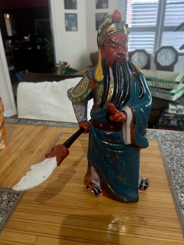 Guan Yu Chinese God of War, Standing, porcelain figurine