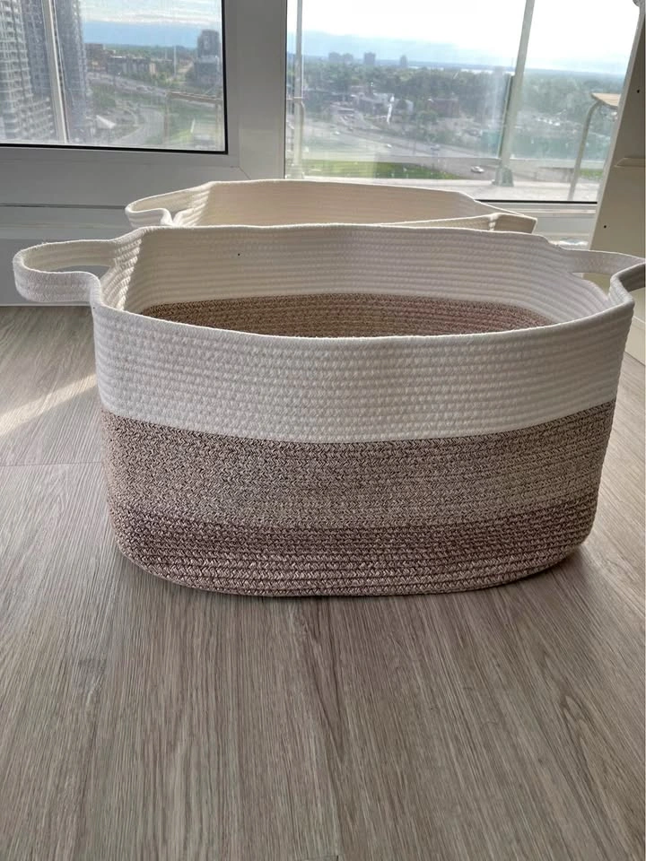 Woven Storage Baskets with Handles (Set of 2)