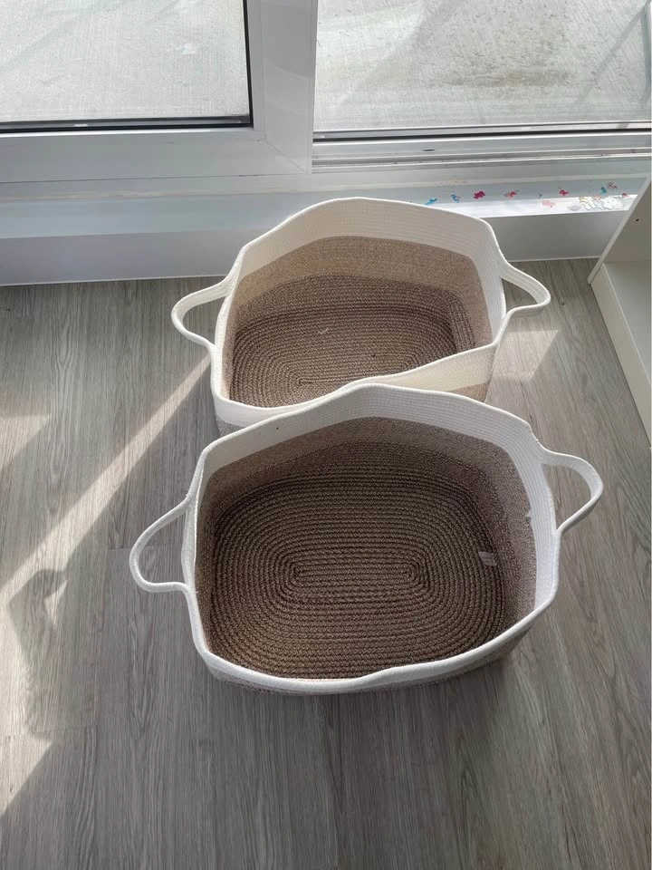 Woven Storage Baskets with Handles (Set of 2) - photo 2