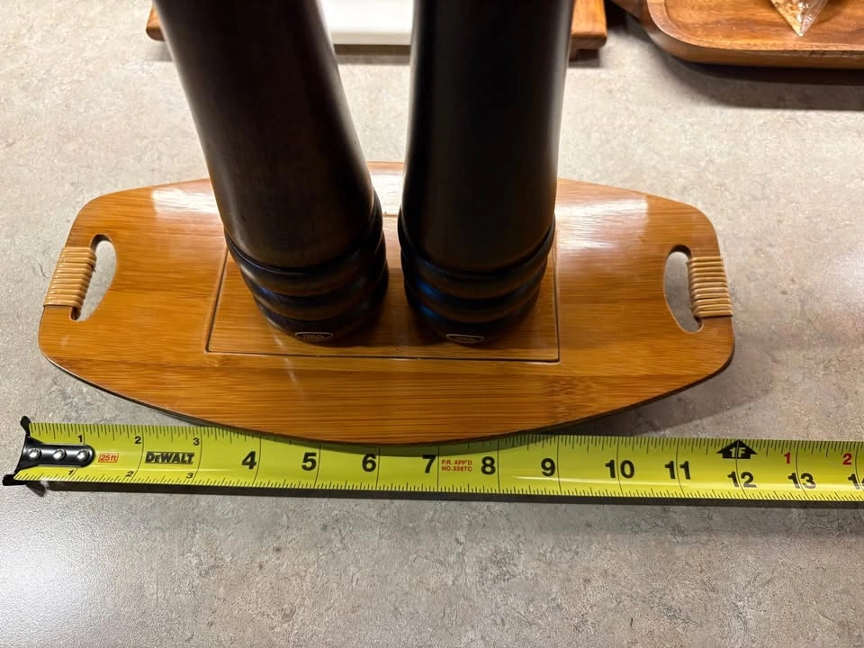 Elegant Vintage MCM Bamboo Tray - Salt & Pepper Mill Set - JAPAN - photo 5