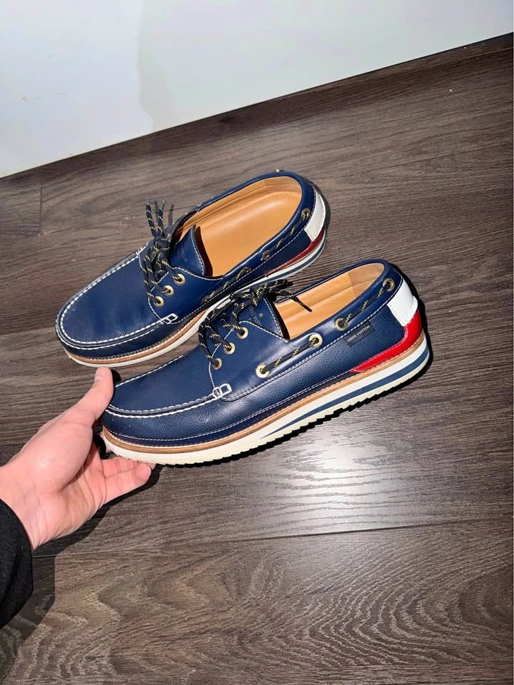 Louis Vuitton LV Resort Boat Shoe Blue & Red Leather