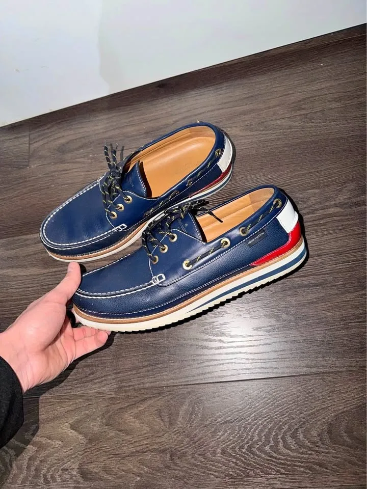 Louis Vuitton LV Resort Boat Shoe Blue & Red Leather