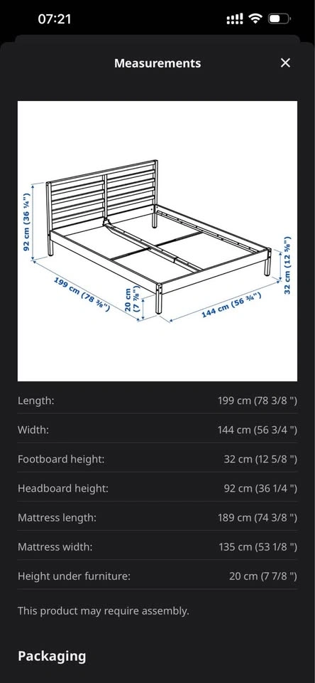 Ikea Bedframe, fullsize/double, with or without mattress - photo 3
