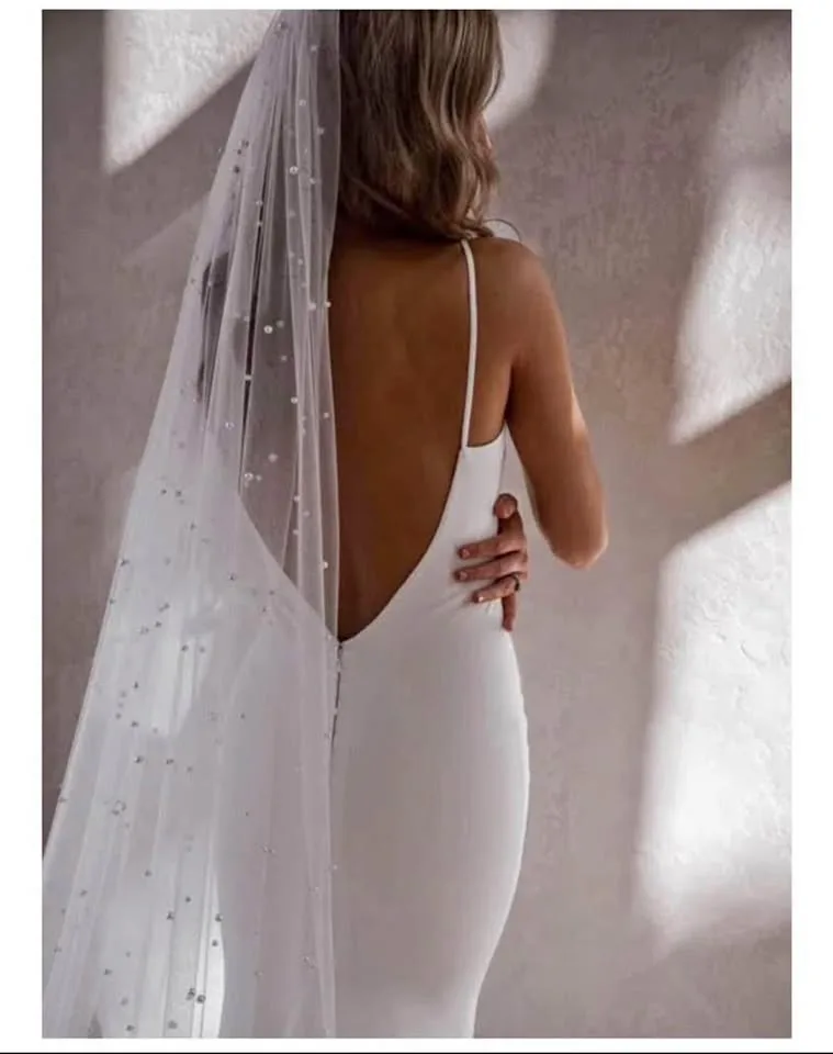 Pearl Veil floor length soft white ivory thumbnail