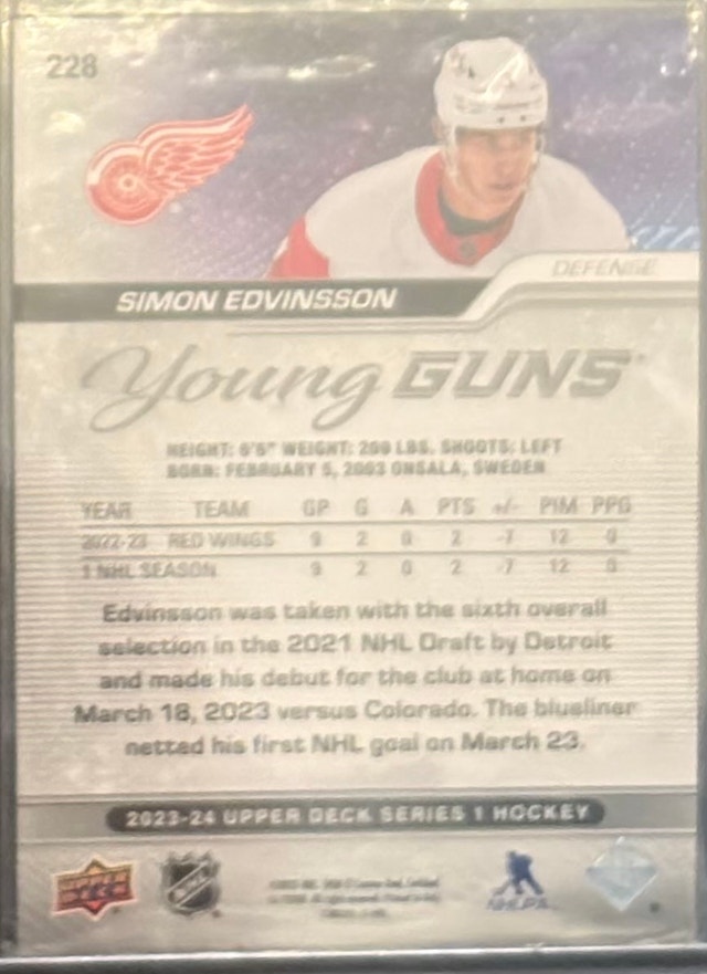 Upper Deck Simon Edvinsson Young Guns Deluxe - photo 2