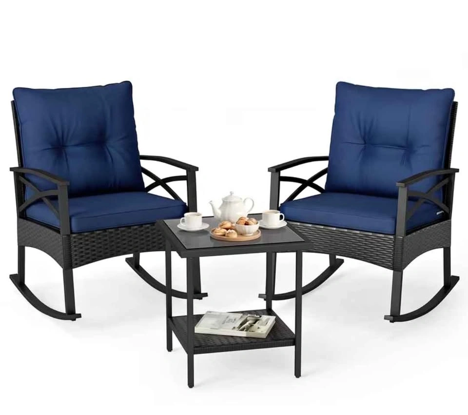 Brand new 3pc patio rocking chair set. In a box