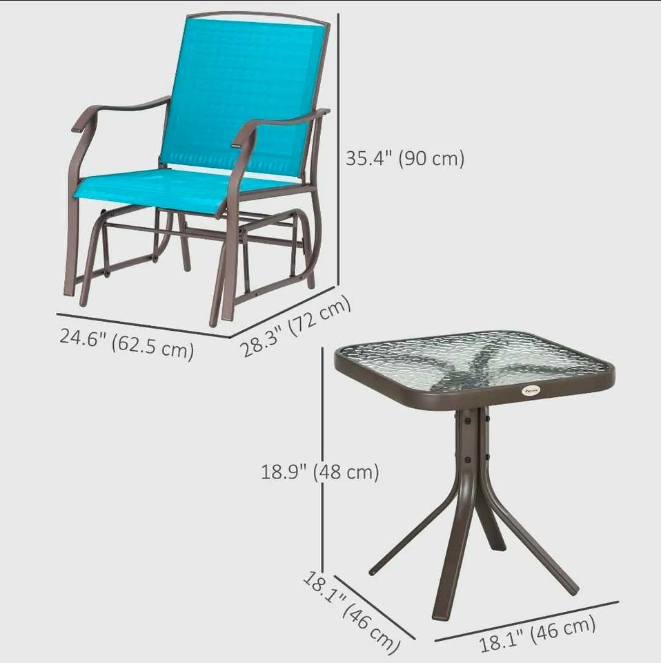 Brand New 3pc Patio Glider Chair Set - Unassembled - photo 2