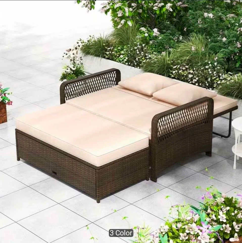 Adjustable Wicker Daybed, Rattan Loveseat & Storage Ottoman - photo 3