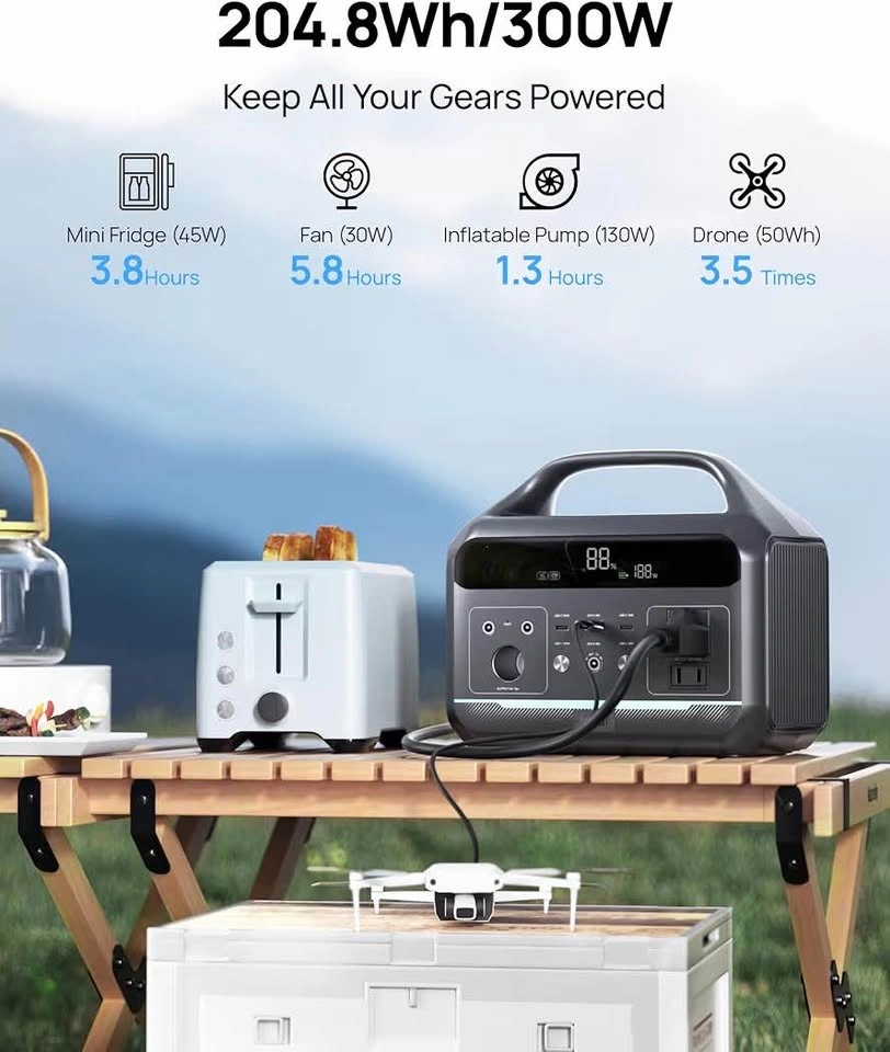 Portable Power Station 300W | 600W Surge | 204.8Wh Solar Generat - photo 3