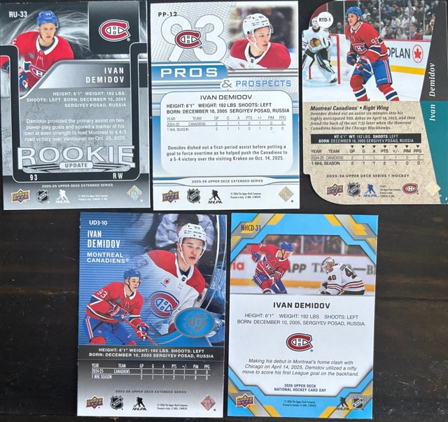 Ivan Demidov Upper Deck Hockey Card Lot of 5 - photo 2