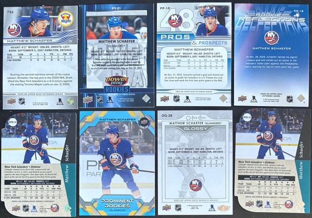 Matthew Schaefer Upper Deck Hockey Card Lot - photo 2