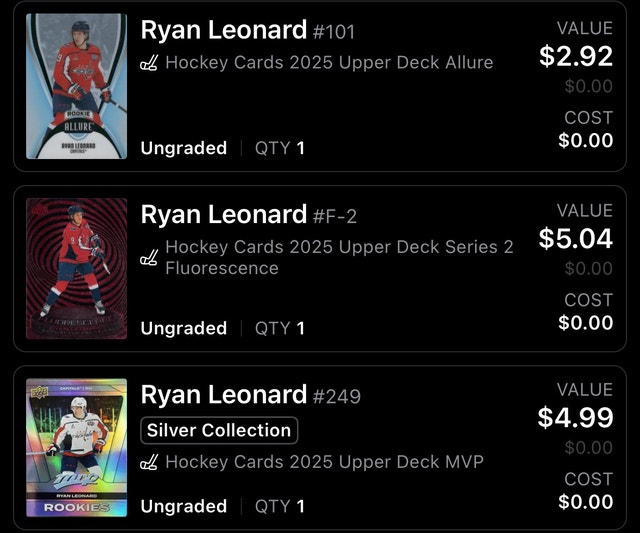 Ryan Leonard Hockey Card Lot - photo 4