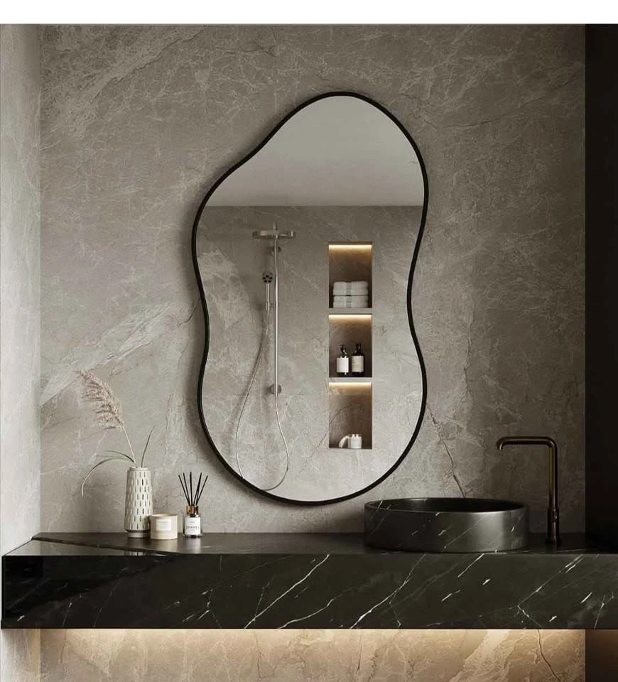 Brand New 20"x36" Modern Irregular Wavy Wall Mirror – Black Fram - photo 3