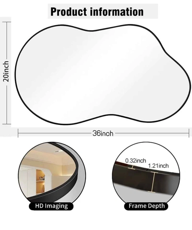 Brand New 20"x36" Modern Irregular Wavy Wall Mirror – Black Fram - photo 4