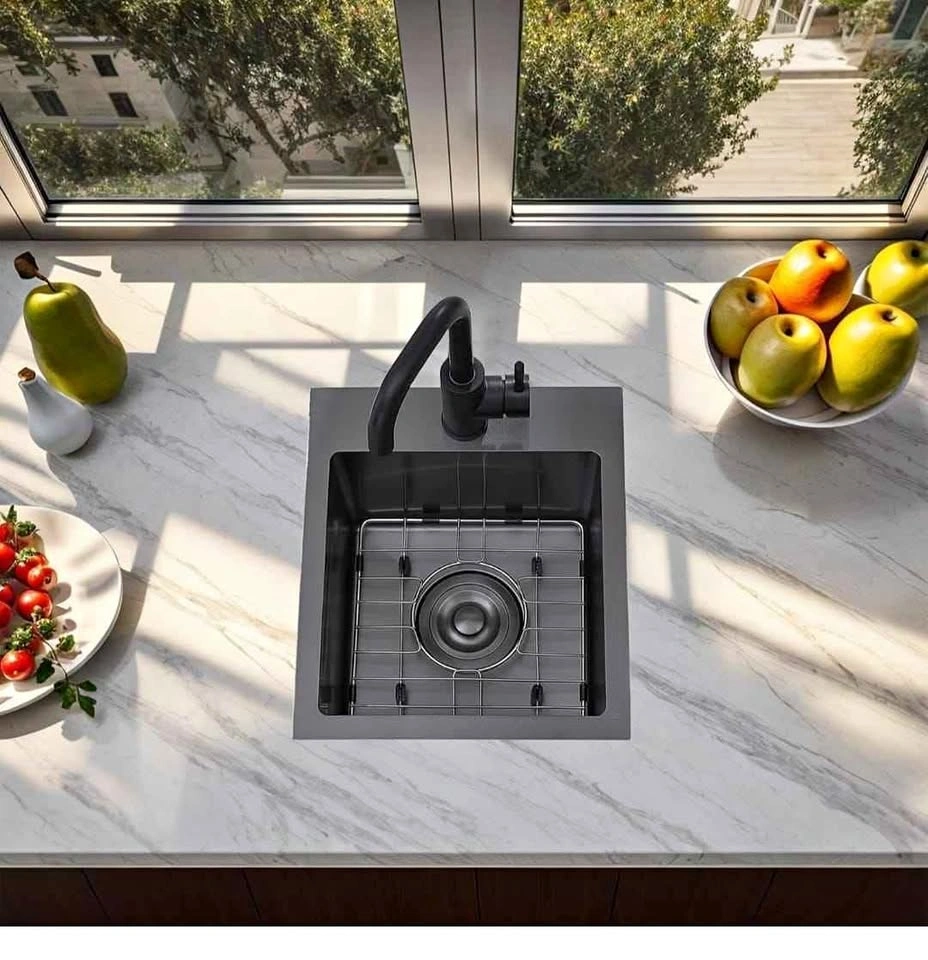 13x15 Inch Drop-in Gunmetal Black Bar/Prep Sink