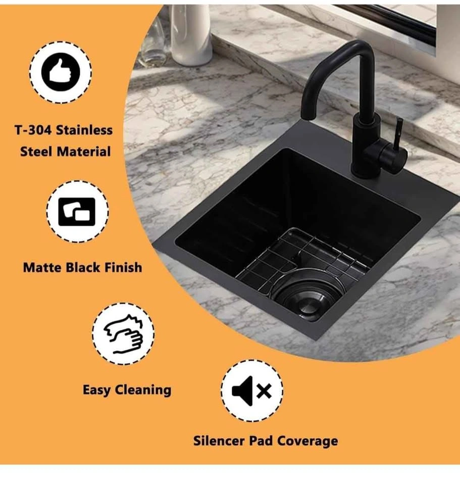 13x15 Inch Drop-in Gunmetal Black Bar/Prep Sink - photo 2