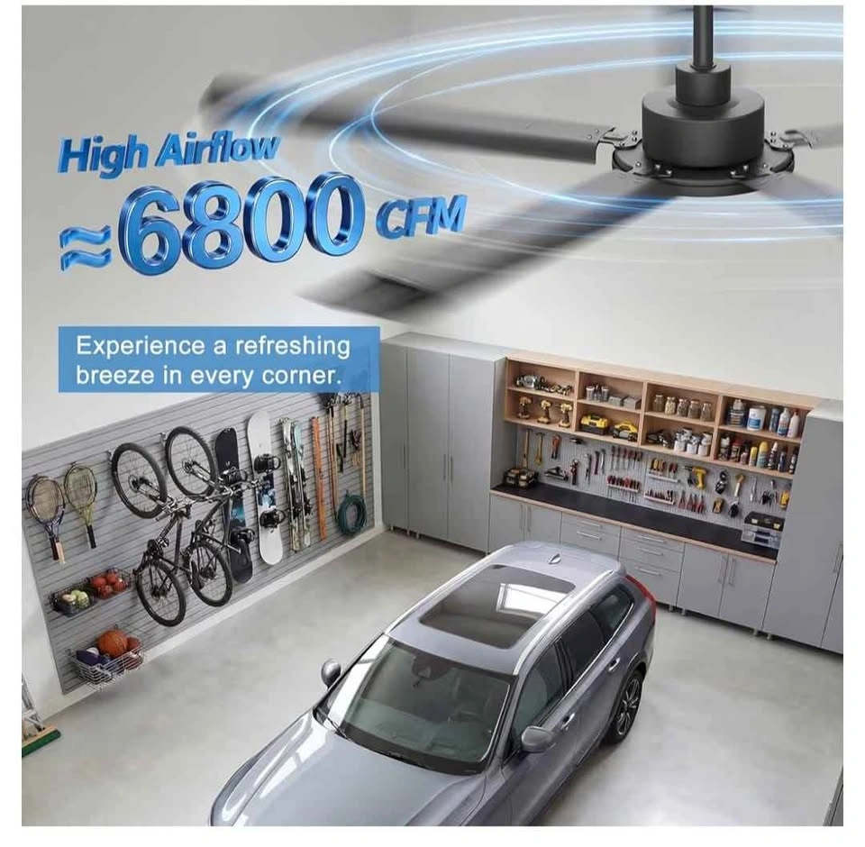 60'' Industrial Ceiling Fan No Lights with Remote & APP - photo 2