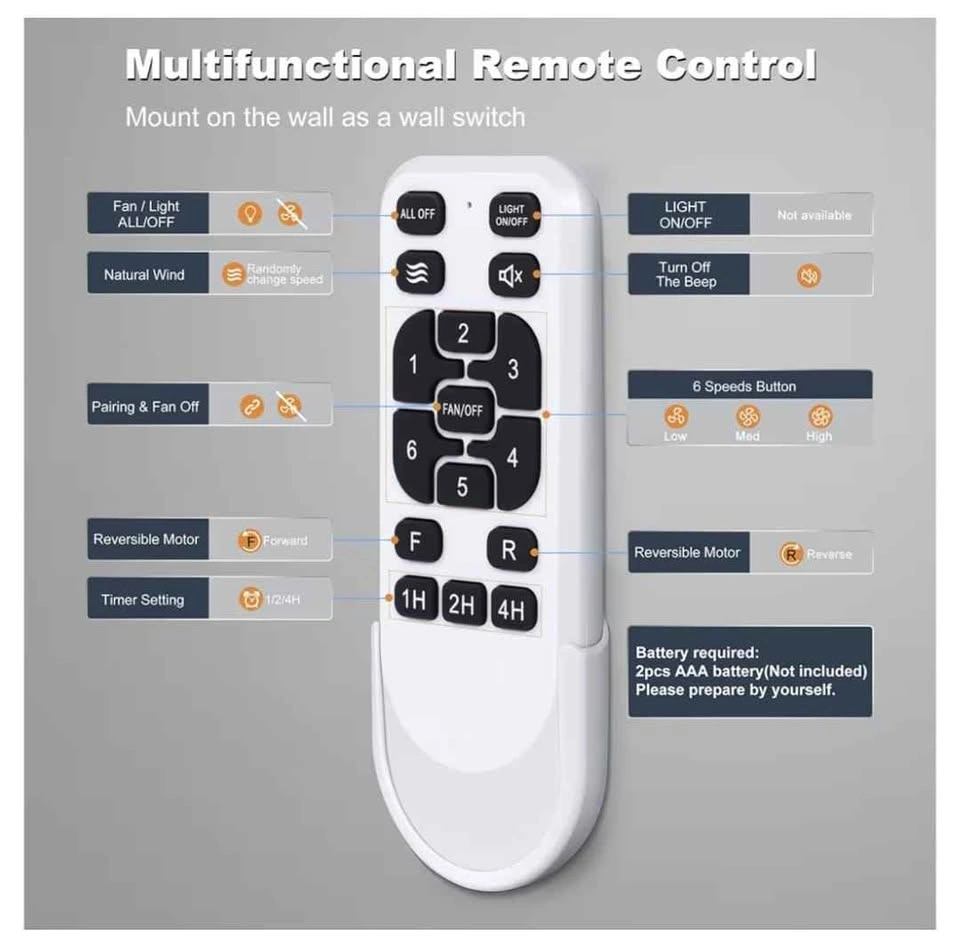 60'' Industrial Ceiling Fan No Lights with Remote & APP - photo 5
