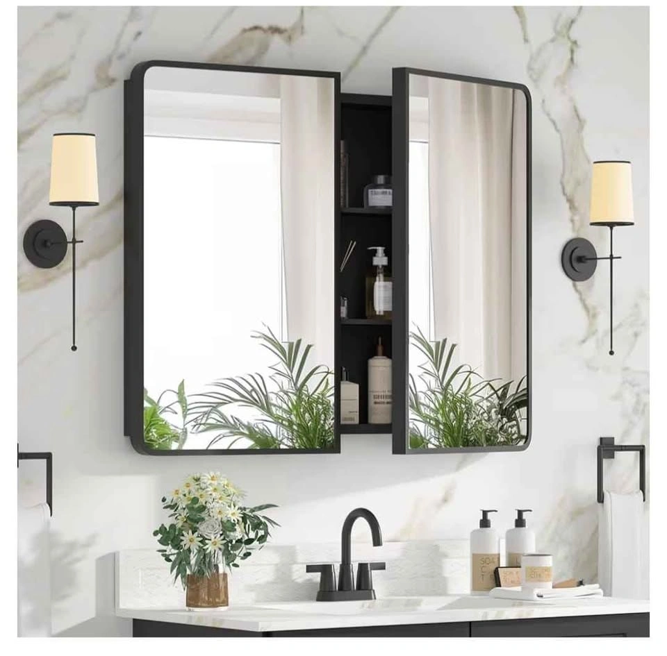Bathroom Medicine Cabinet with Mirror 24 x 30 Inch, Black - photo 4