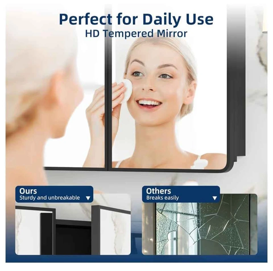 Bathroom Medicine Cabinet with Mirror 24 x 30 Inch, Black - photo 5