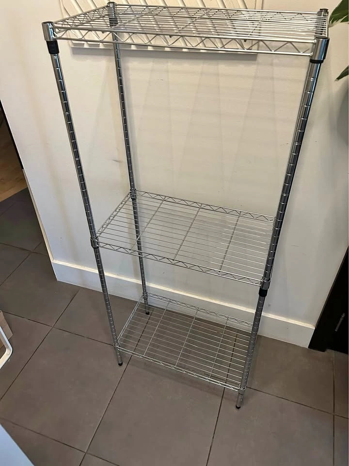 Sturdy 3-Tier Chrome Wire Shelving Unit 13x23x55”
