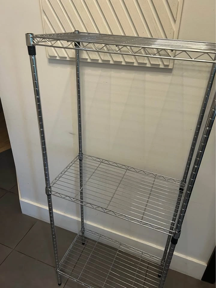 Sturdy 3-Tier Chrome Wire Shelving Unit 13x23x55” - photo 3