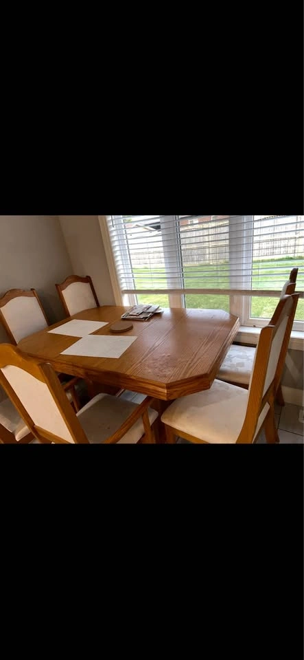 Octagonal Wood Dining Table with 6 Chairs - photo 2
