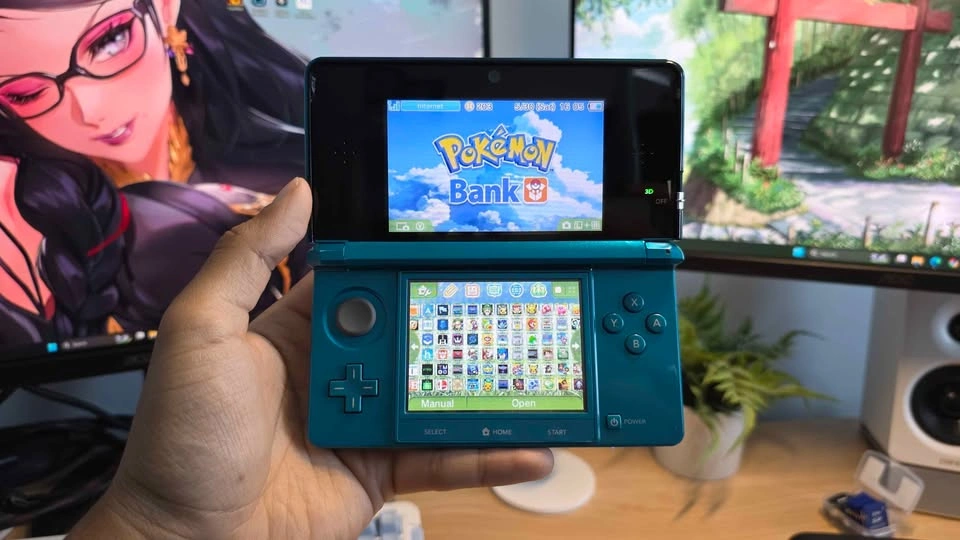 Nintendo 3DS Aqua Blue 64GB of games, charger, charging dock - photo 2