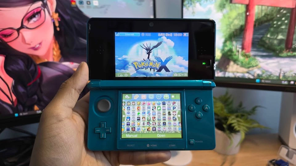 Nintendo 3DS Aqua Blue 64GB of games, charger, charging dock - photo 3
