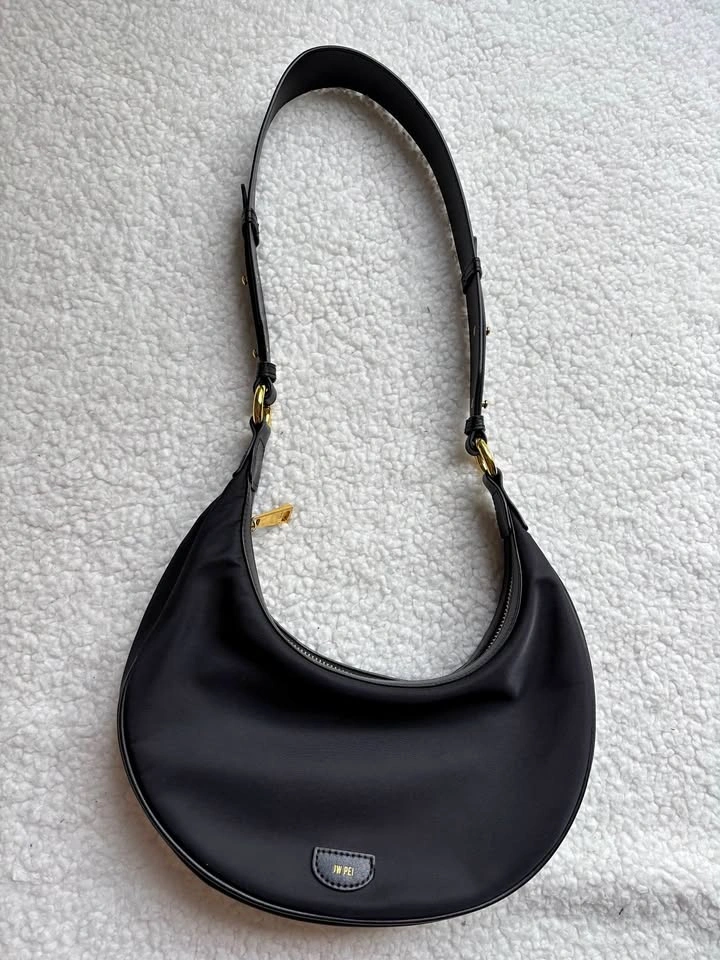 JW PEI Carly Nylon Black Crescent Saddle Shoulder Bag
