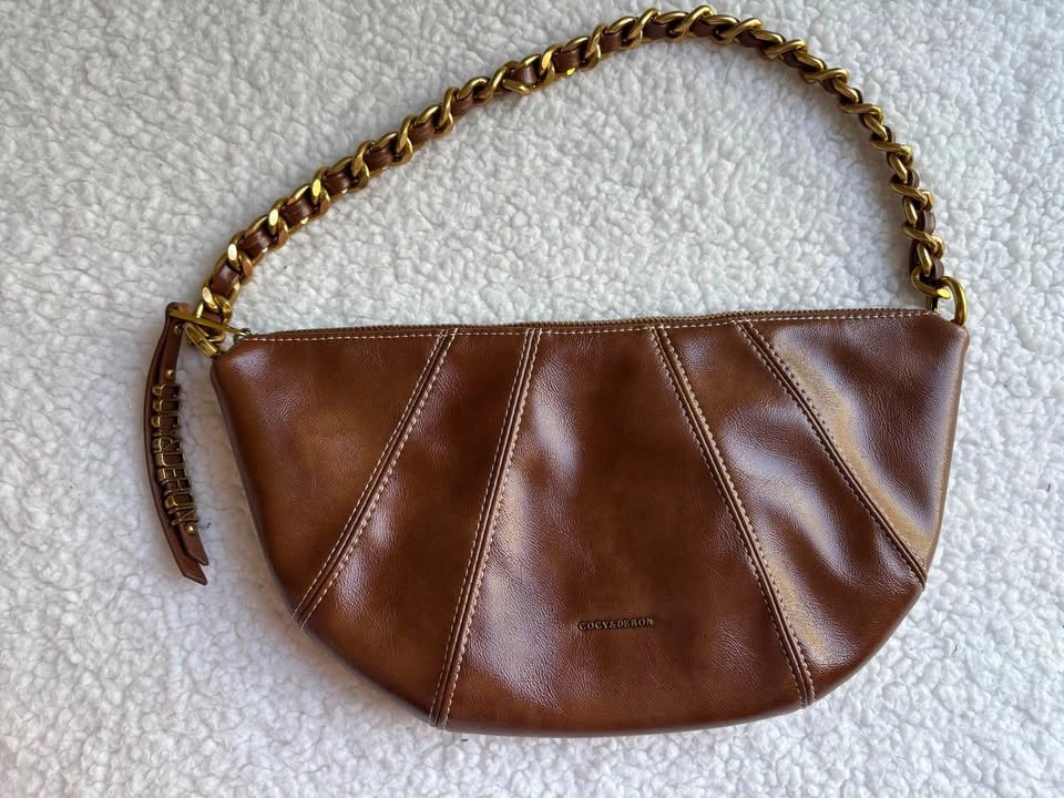 Cocy & Deron Brown Leather Croissant Shoulder Bag - photo 3