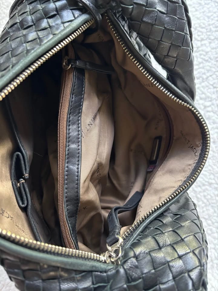 Saint Jack London Black Woven Leather Hobo Shoulder Bag - photo 5
