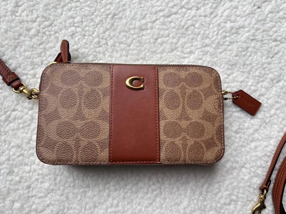Coach Kira Monogram Leather Brown Wristlet / Crossbody Mini Bag - photo 3