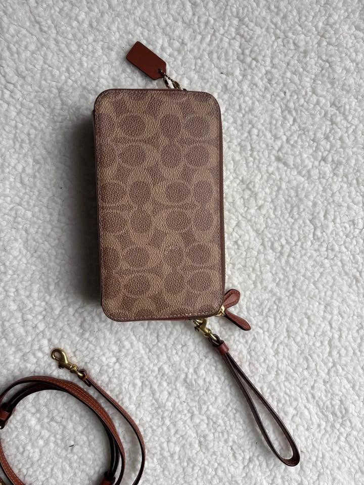 Coach Kira Monogram Leather Brown Wristlet / Crossbody Mini Bag - photo 4
