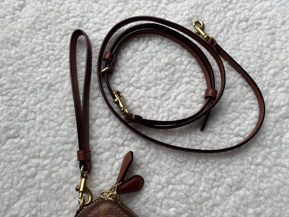 Coach Kira Monogram Leather Brown Wristlet / Crossbody Mini Bag - photo 5
