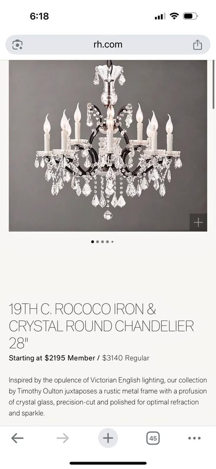 Restoration Hardware Chandelier 28"