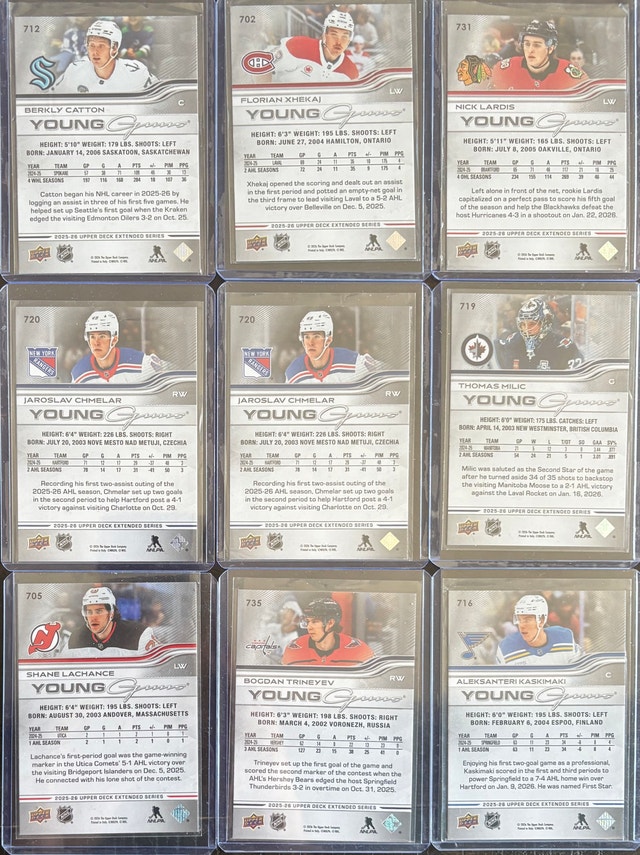 2025-26 Upper Deck Extended Series Young Guns Hockey Cards Lot - photo 2