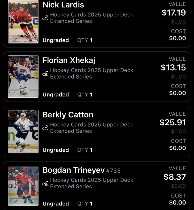2025-26 Upper Deck Extended Series Young Guns Hockey Cards Lot - photo 3