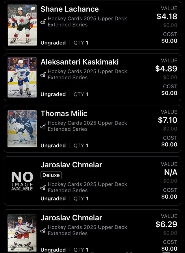 2025-26 Upper Deck Extended Series Young Guns Hockey Cards Lot - photo 4