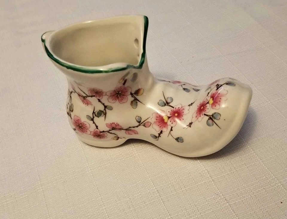 Vintage England Chinese Rose Ceramic Boot