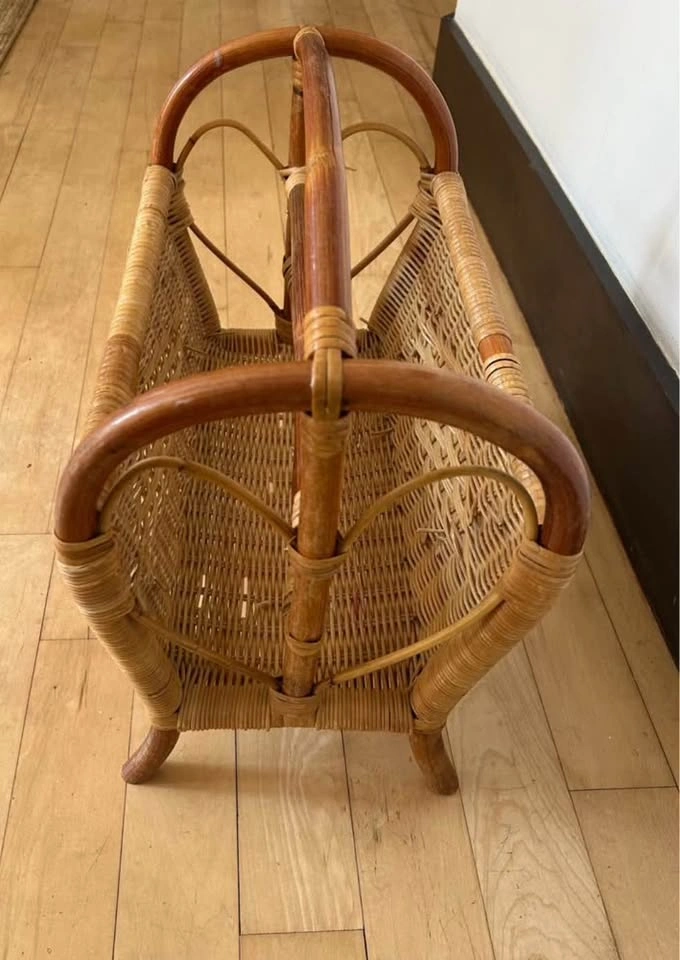 Vintage Bamboo and Wicker Magazine Rack - photo 2