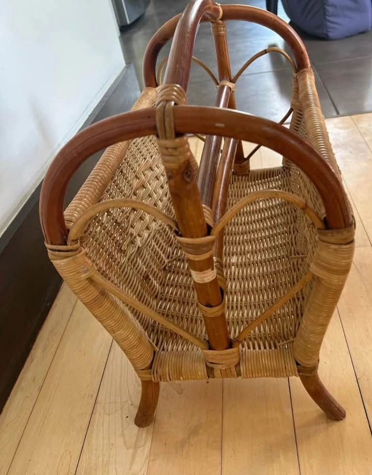 Vintage Bamboo and Wicker Magazine Rack - photo 3