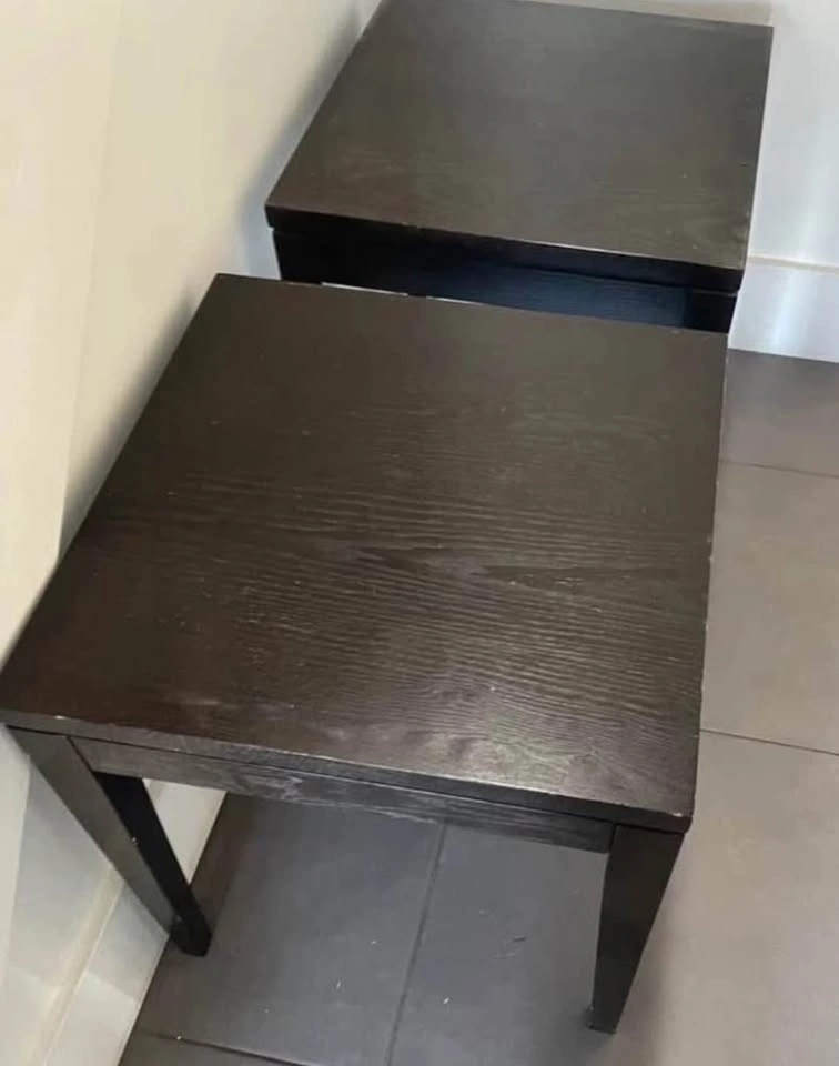 Sturdy Pair of Dark Wood End Tables 18x18x20” - photo 2