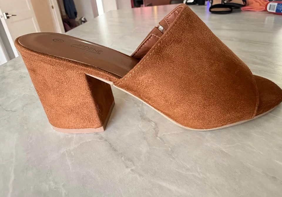 Ardene Camel Faux Suede Mules - Size 8 - photo 2